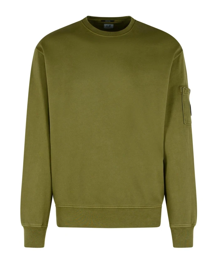 

Пуловер с рукавами для объектива, с ребристым круглым вырезом. C.P. Company, зеленый