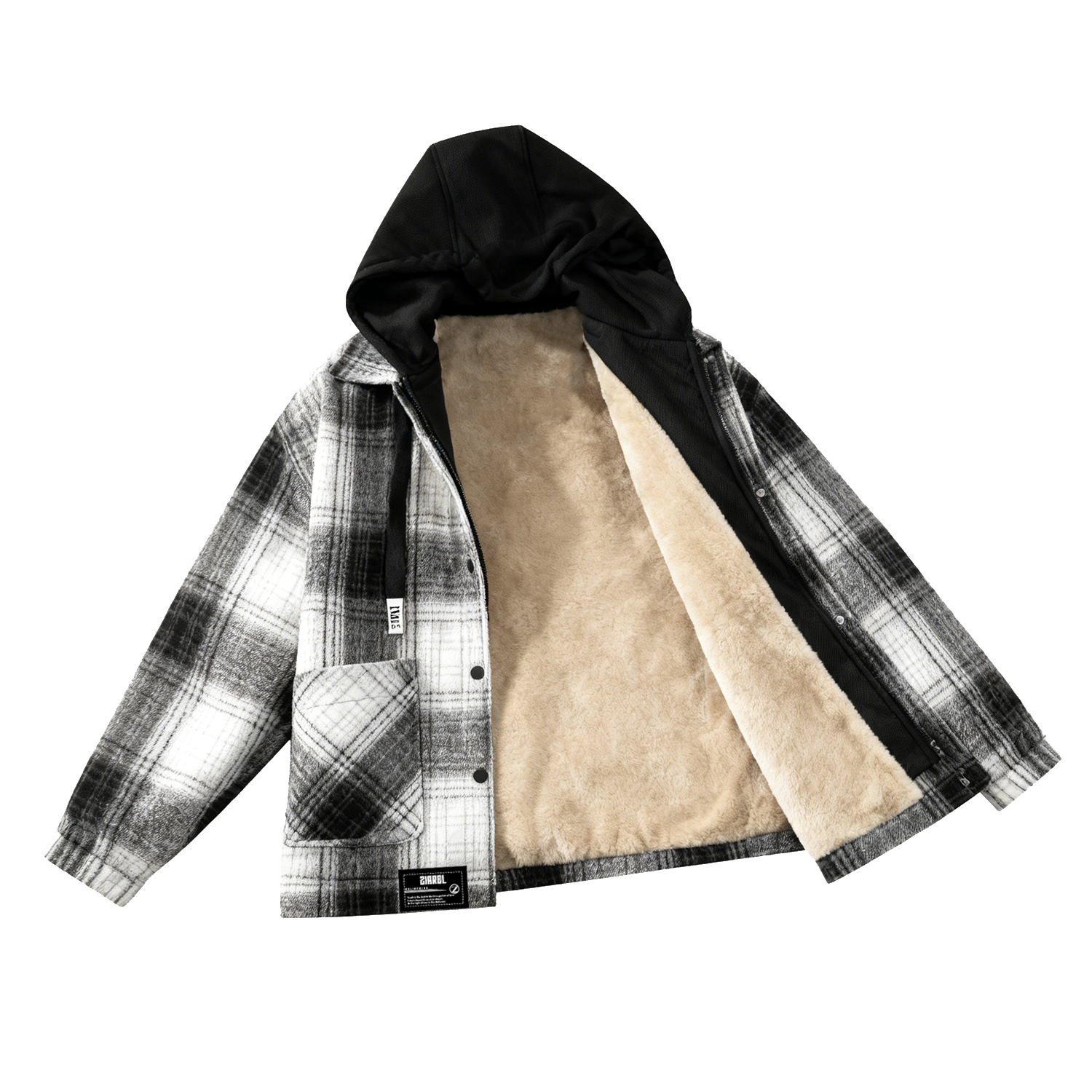 

ZIAREL Пуховик Unisex Black/White с капюшоном и флисовой подкладкой