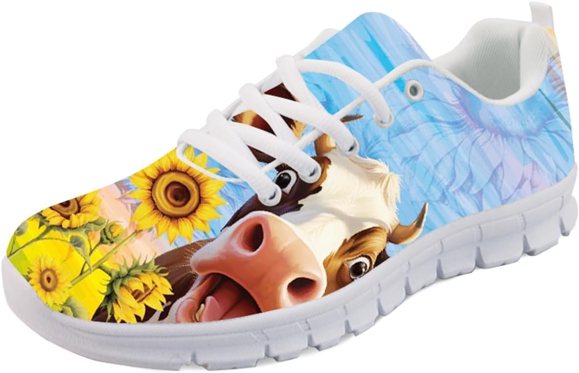 

Кроссовки Forchrinse Green Galaxy Starry Space Nebula для мужчин и женщин, легкие спортивные туфли для занятий в зале и бега, Sunflower Cow