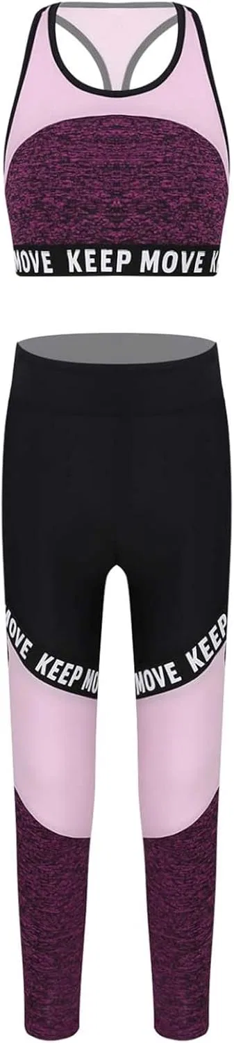 Детский спортивный комплект топ и леггинсы Moggemol, цвет Color Block Hotpink
