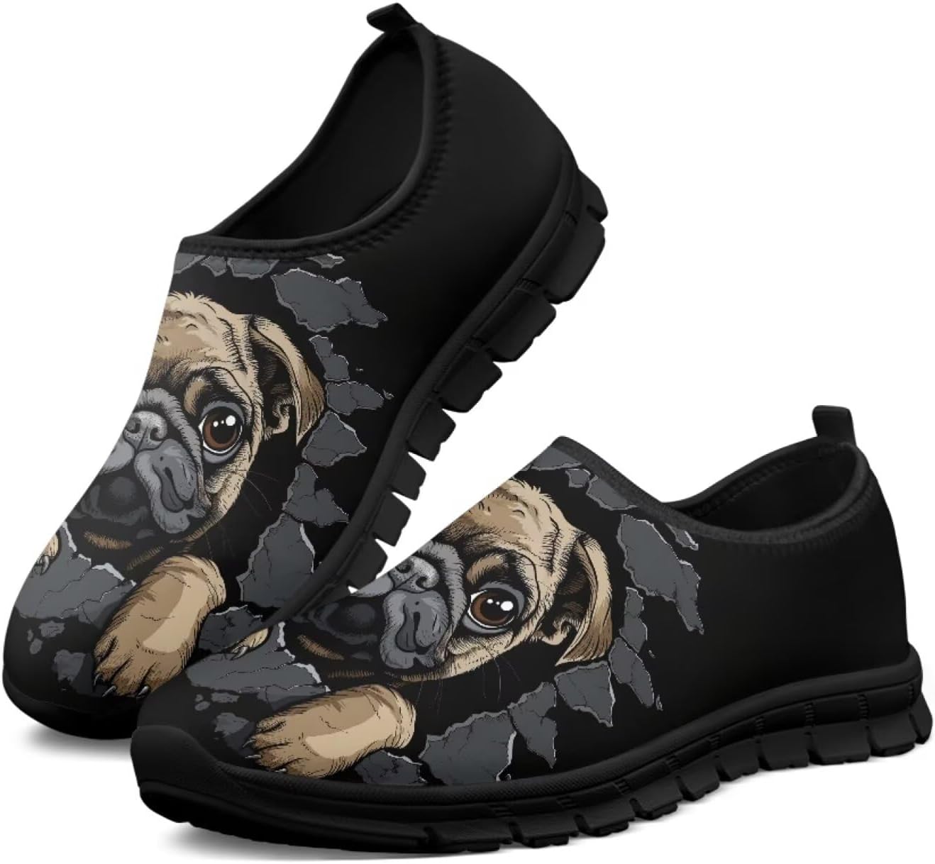 

Женские кроссовки Binienty для прогулок, мужские спортивные слипоны, дышащие низкие лоферы, Cartoon Bulldog