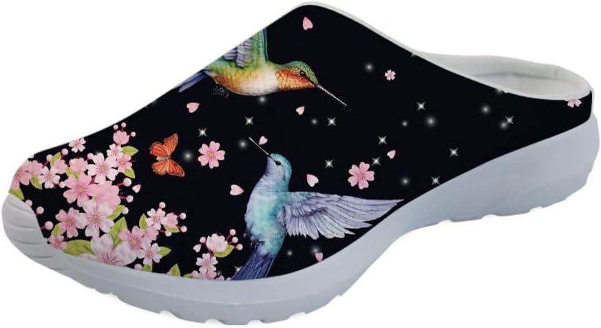 

Кроссовки Forchrinse Native Indian Aztec Hippie Mandala для мужчин, прогулочные мулы; женские слипоны, садовые сабо, тапочки с открытой пяткой, обувь для дома и ухода, Hummingbird Peony