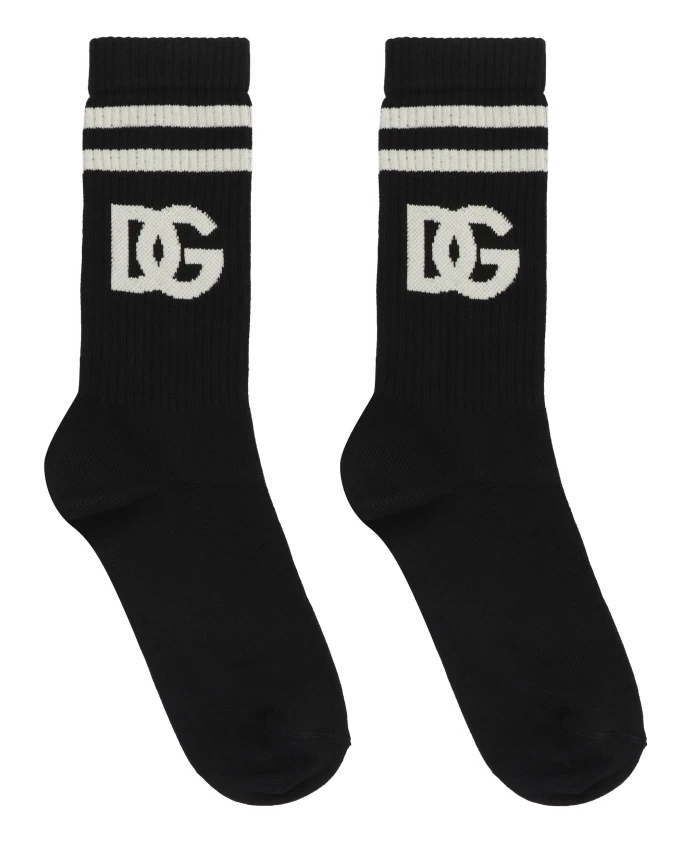 

Носки из хлопковой смеси с логотипом, отделка в технике интарсии. Dolce & Gabbana, черный