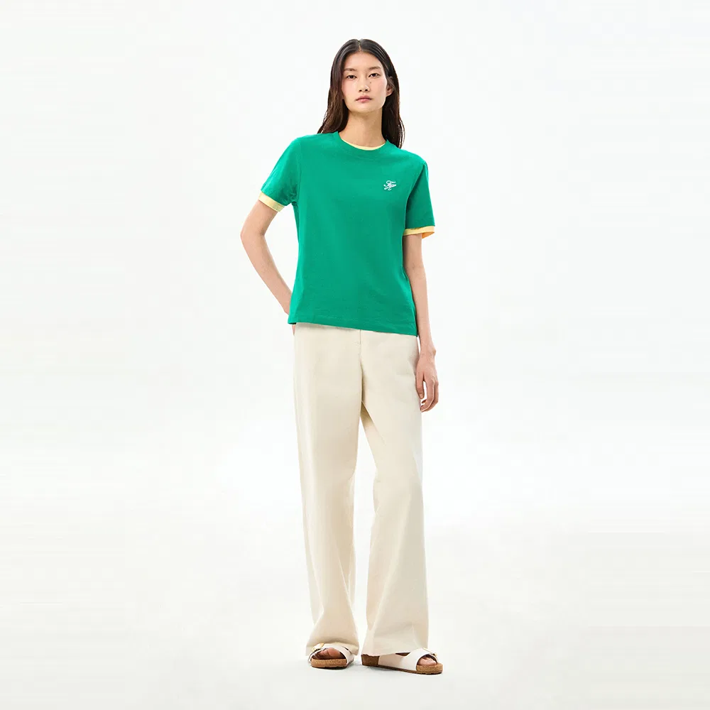 Женская зелёная футболка-джерси с логотипом Script от Tommy Hilfiger Women — фото 2