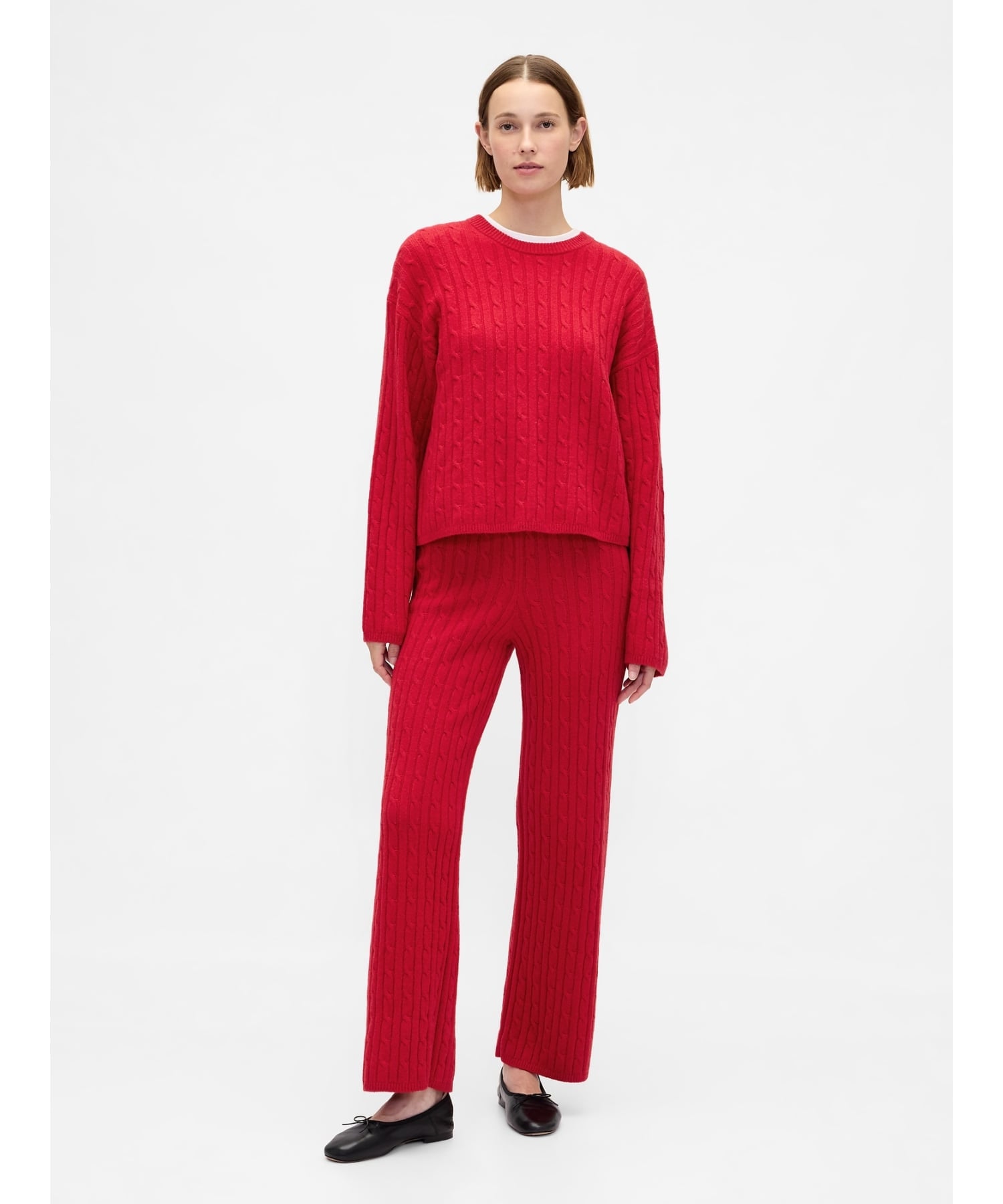 (W)CashSoft Кашемировые трикотажные брюки с кабельным плетением GAP, MODERN_RED — фото 2