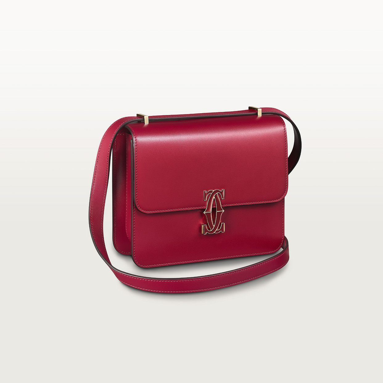 

Женская сумка через плечо Cartier Sac porté épaule mini modèle, C de Cartier, вишнево-красная телячья кожа