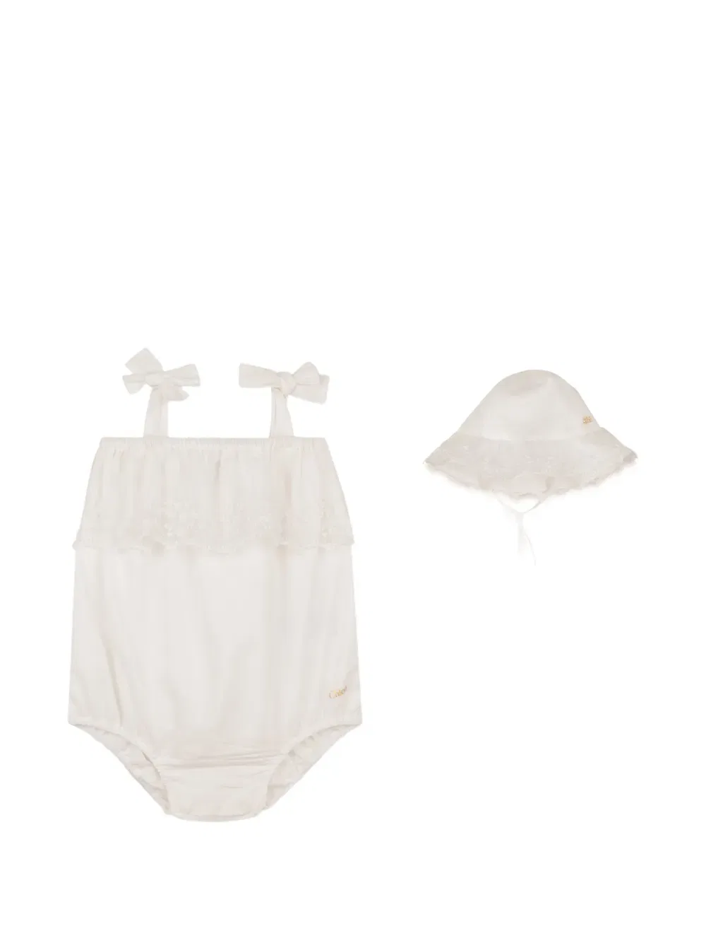 Кружевной комплект с бантом Chloe Kids, нейтральный