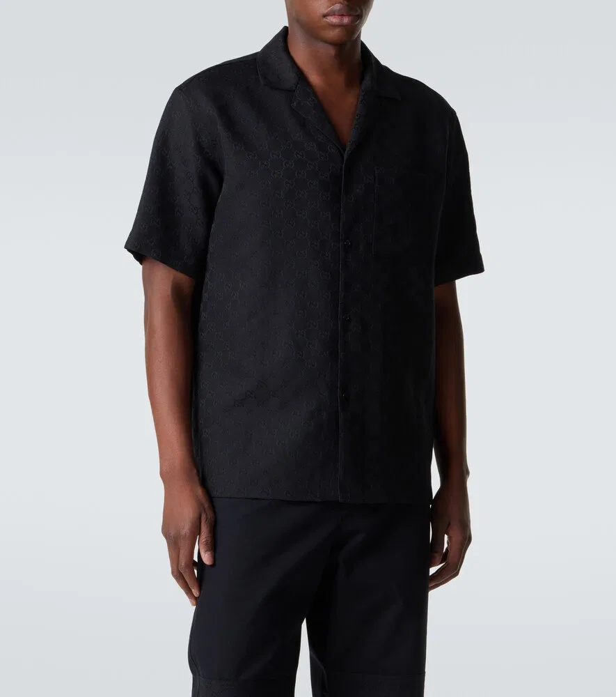 Рубашка Gucci GG Canvas из льняной смеси, черная — фото 3