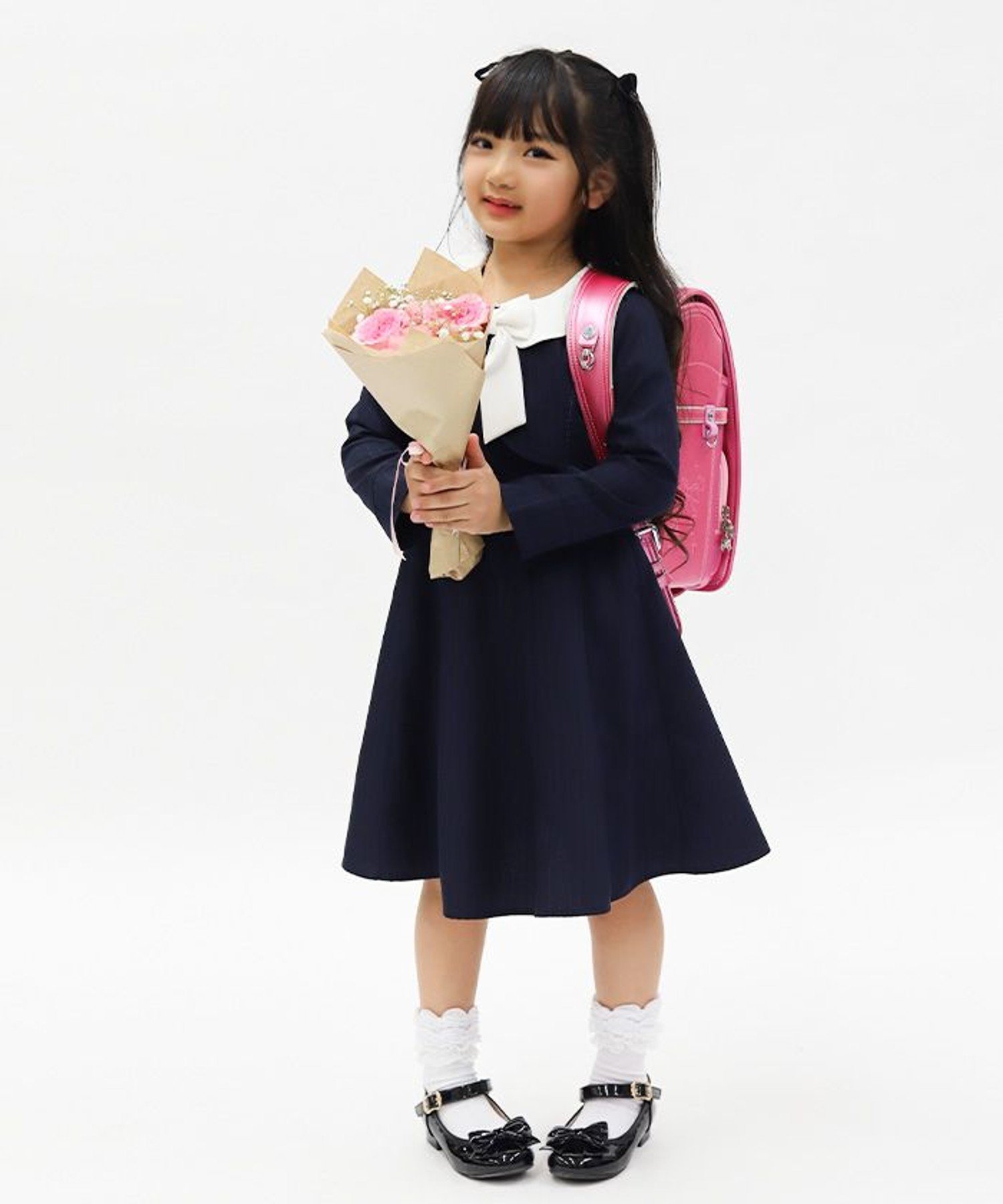 Платье с круглым воротником и лентами Axes femme kids, Navy blue — фото 3