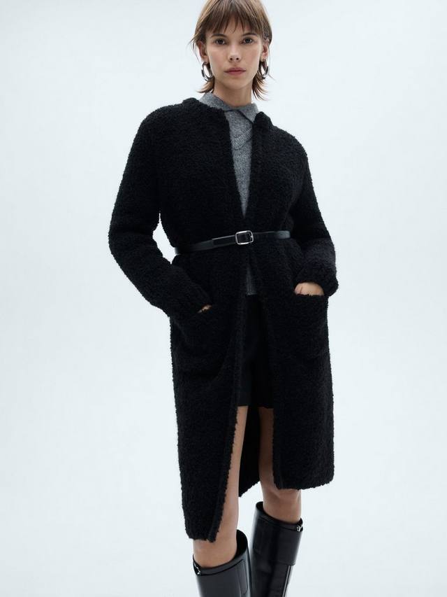 

Текстурированное пальто мэриан Mango, черный