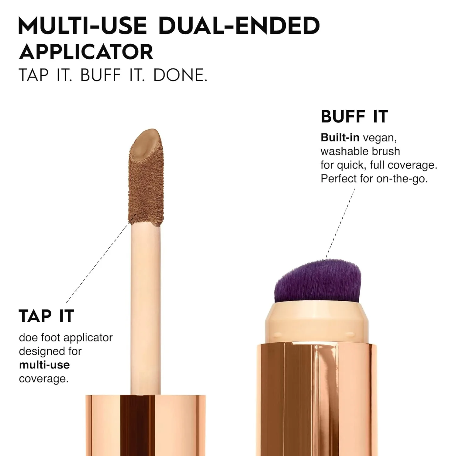 Urban Decay Quickie 24HR Full Coverage Waterproof Concealer, матовое покрытие Natural Matte, увлажняющий витамин E, двойная кисть Buffing Brush и аппликатор Multi-use, некомедогенный, веганский, без жестокости - 15 мл, 70WR (deep warm red) — фото 3