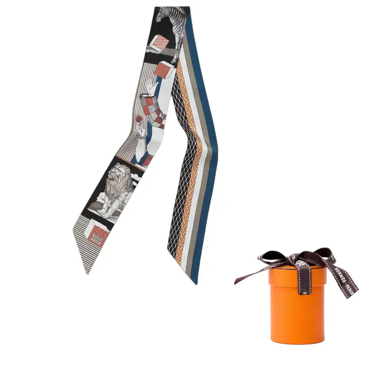 

HERMES Шёлковый шарф Mulberry, Black/Elephant Gray/Clay Red