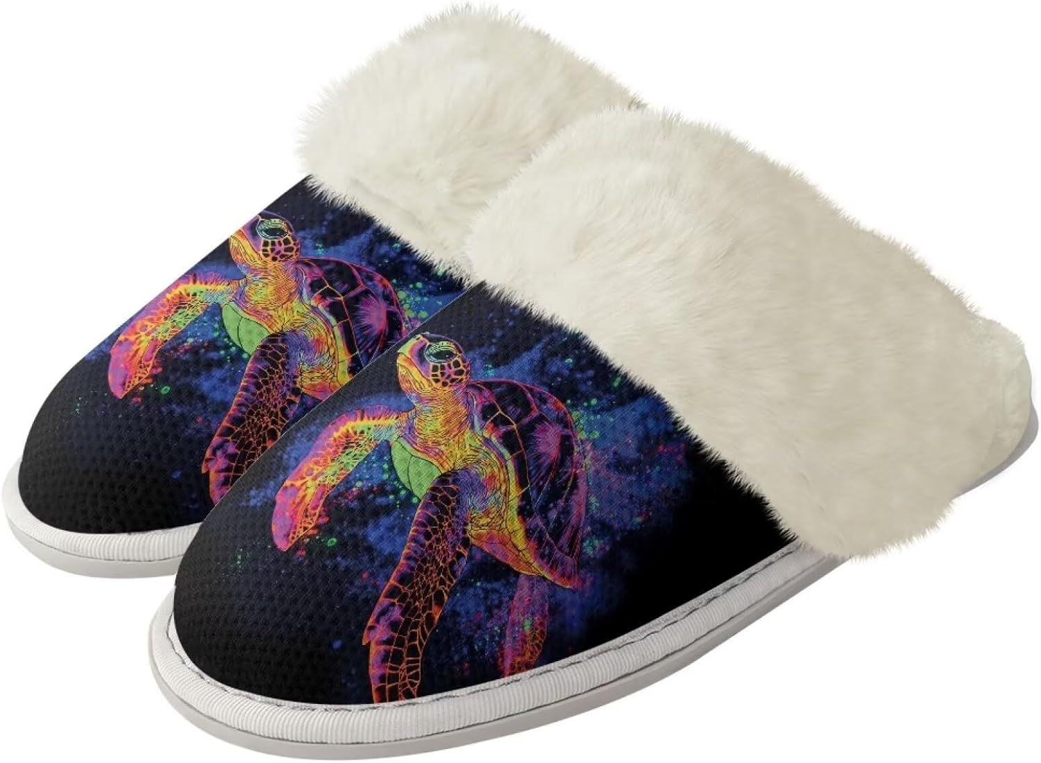 

Женские пушистые тапочки уютные теплые тапочки на зиму, домашние слипоны с мягкой подошвой, унисекс, удобные плюшевые с закрытым носком для дома, спа и ванной Watdotory, Sea Turtle