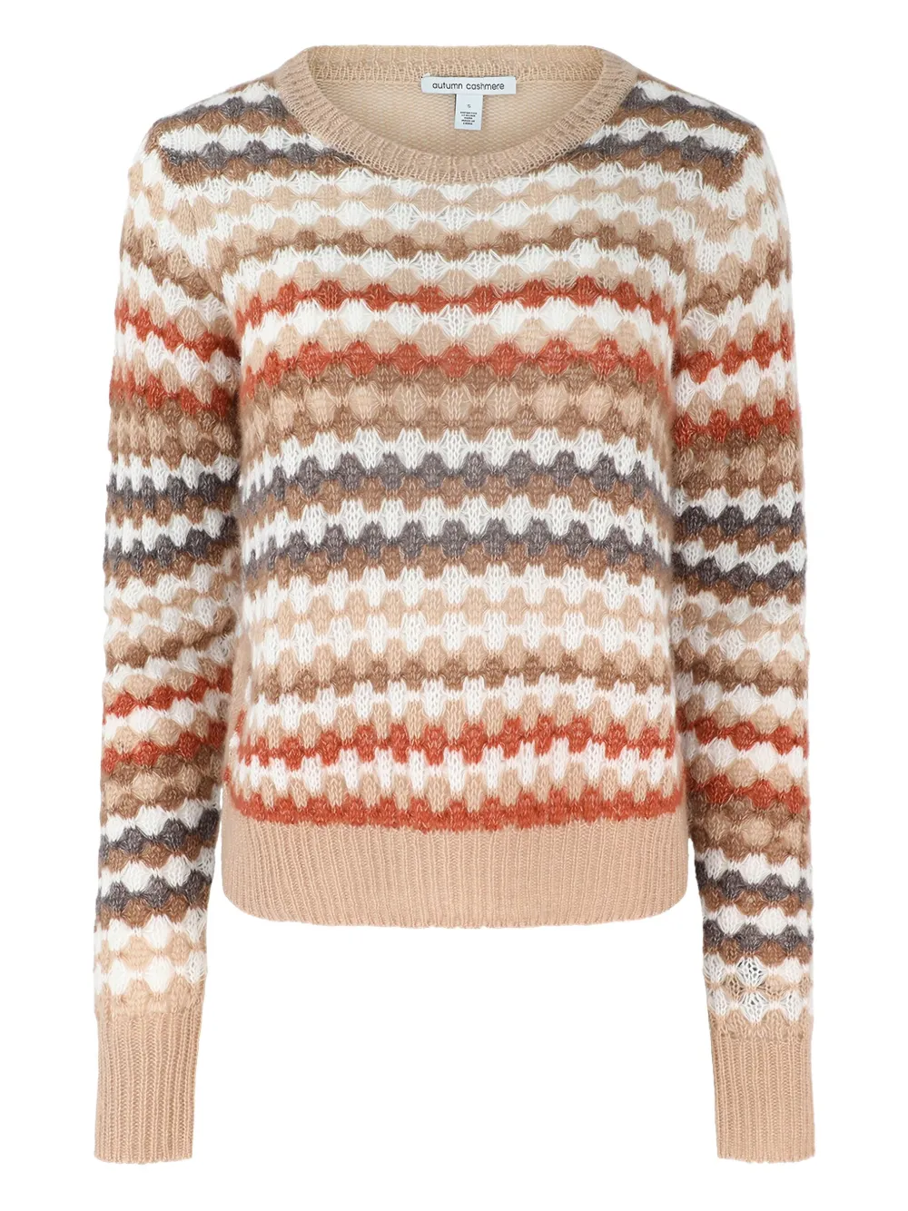 

Полосатый свитер с круглым вырезом Autumn Cashmere, коричневый