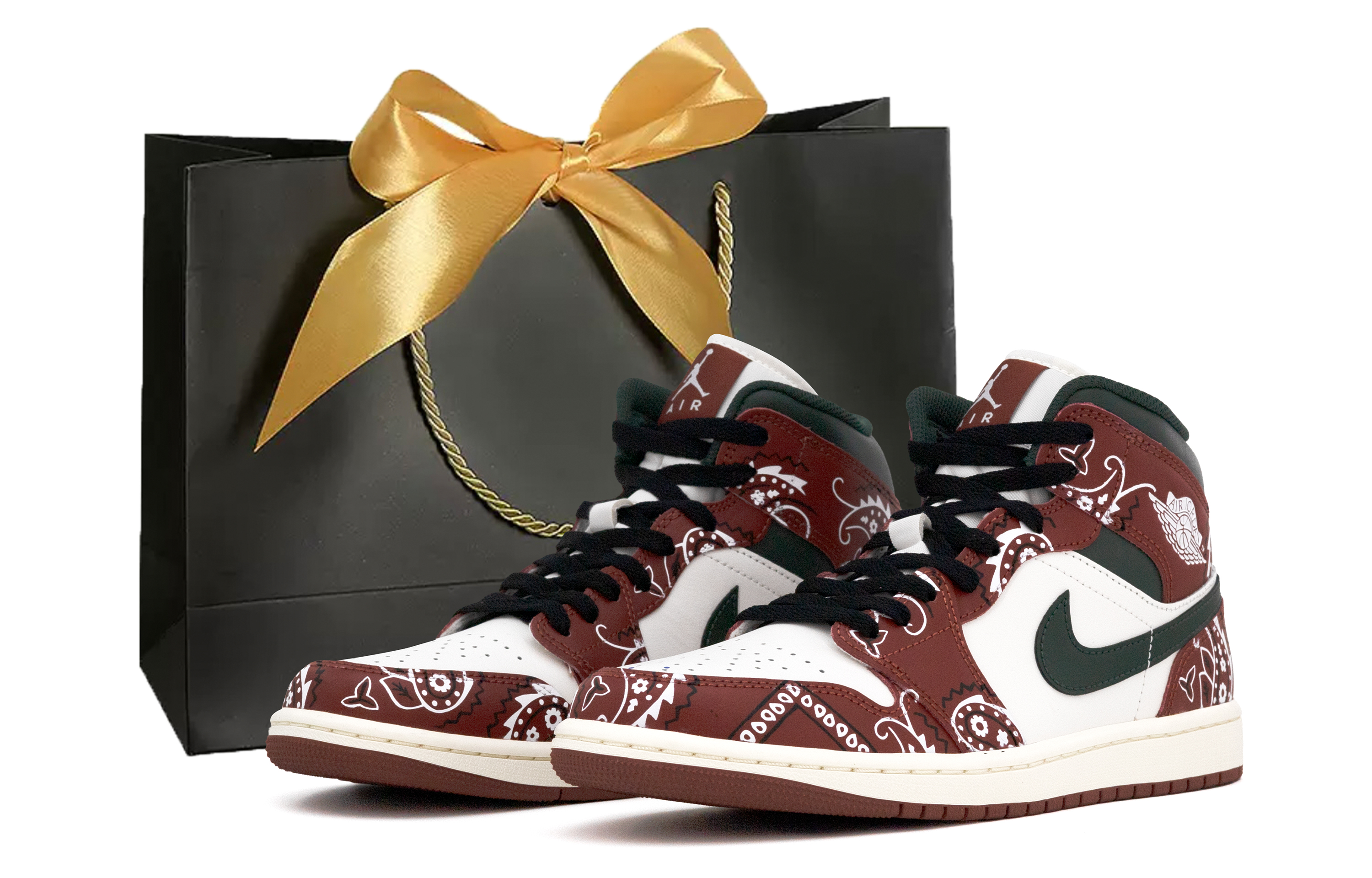 

Jordan Кроссовки Air 1 Leather Abrasion Resistant Mid top Vintage Unisex красные белые