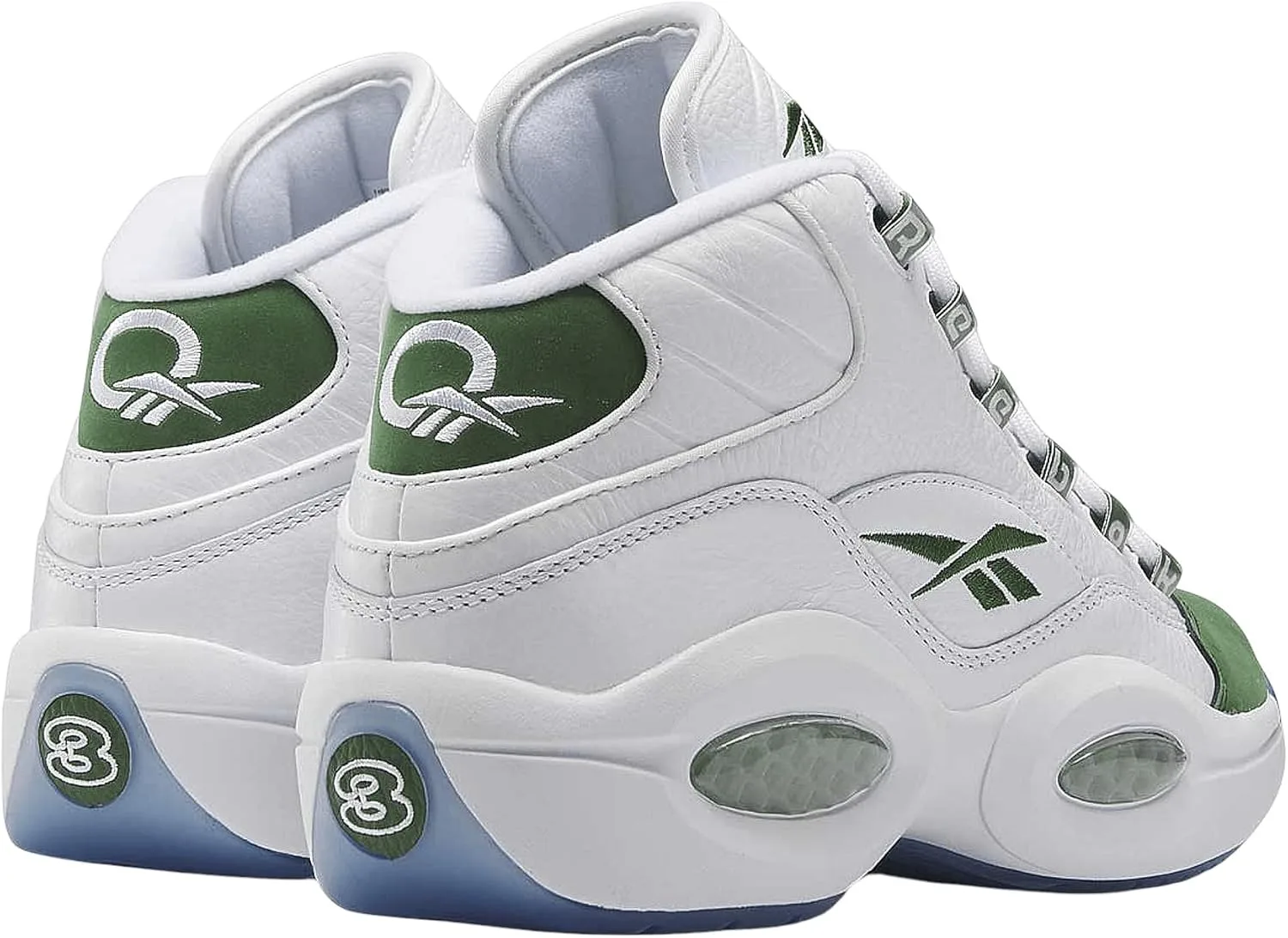 Кроссовки Reebok Question Mid Trainers White Men, белый/зеленый — фото 4