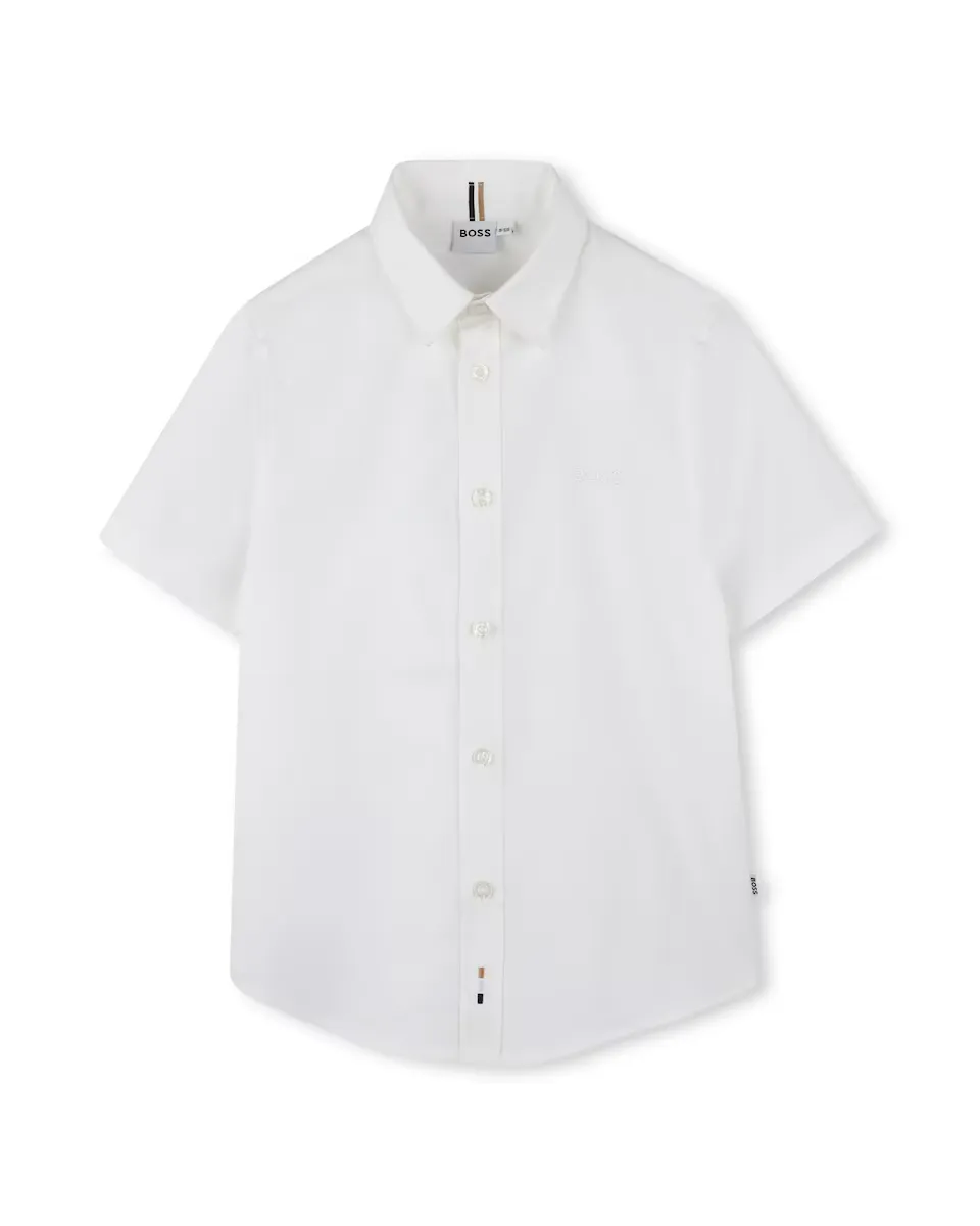 

Рубашка с короткими рукавами из 100% хлопка для мальчиков BOSS Kidswear, белый