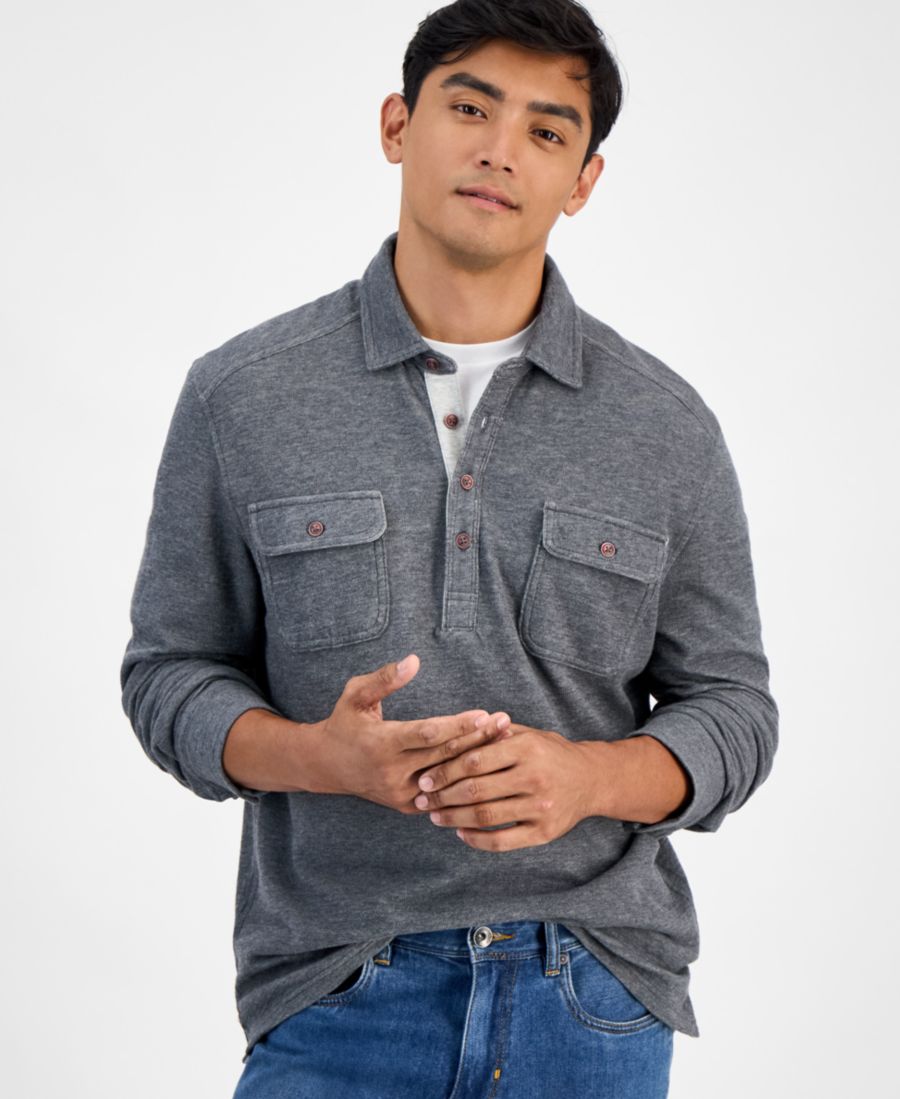 

Мужская рубашка-поло Penn Cove с длинными рукавами Tommy Bahama, Charcoal Heather, Черный, Мужская рубашка-поло Penn Cove с длинными рукавами Tommy Bahama, Charcoal Heather