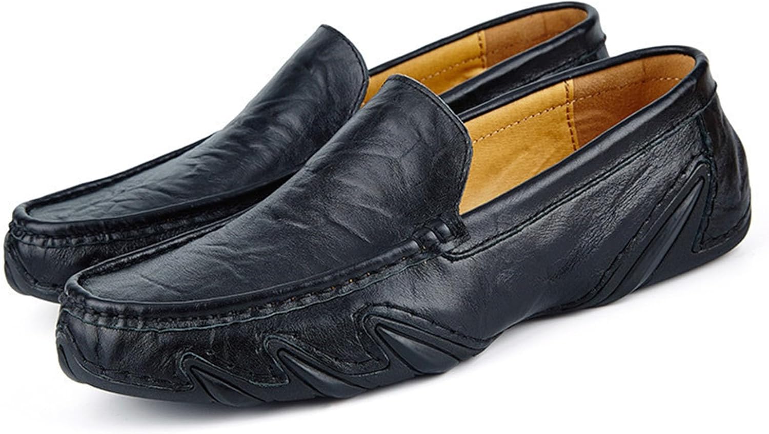 

Мужские модные кожаные мягкие лоферы с плоской подошвой, удобные повседневные туфли с мягкой подошвой, противоскользящие, и прогулок Vannida, черный
