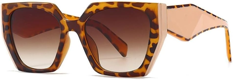 

Ретро-солнцезащитные очки «кошачий глаз» с многоугольными линзами, разноцветные, модные женские, с прозрачным градиентом, защита от УФ-излучения UV400, мужские солнцезащитные очки LXLHWN, Leopard Tea Gradient