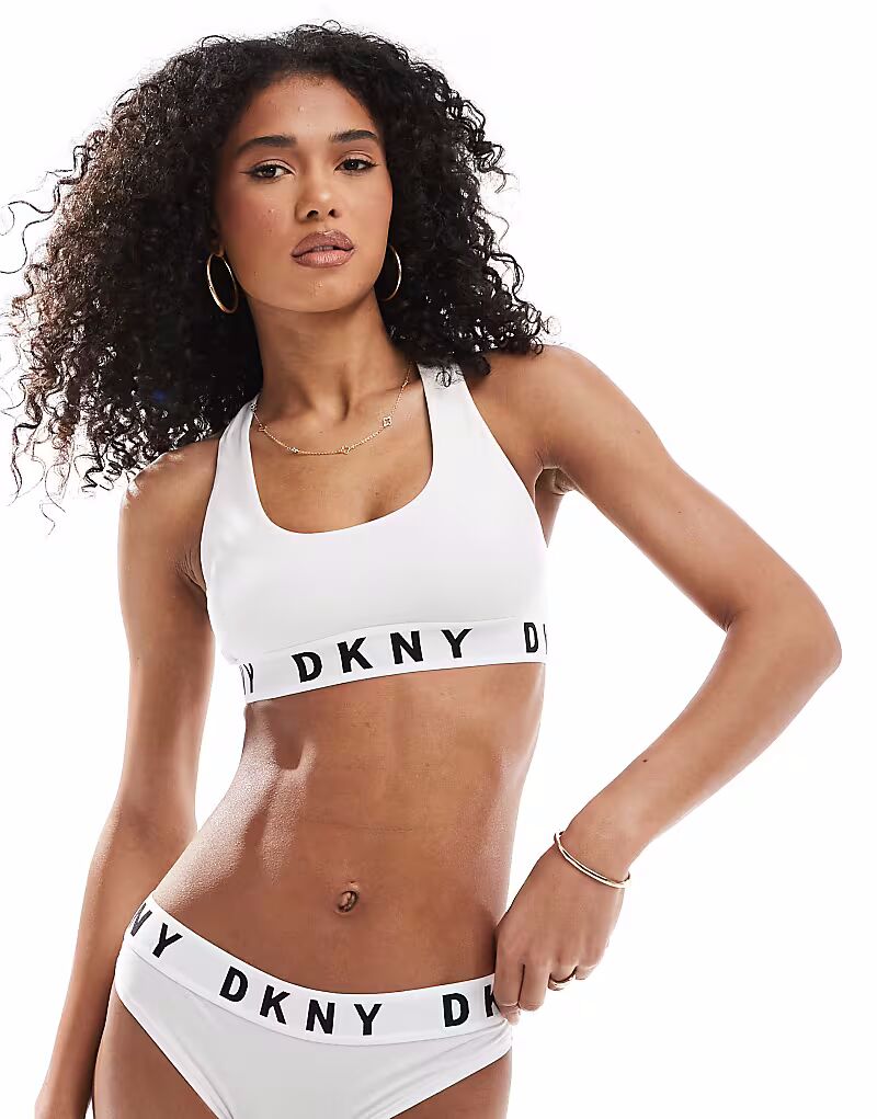 

Бюстгальтер-бралетт DKNY с белым/черным логотипом