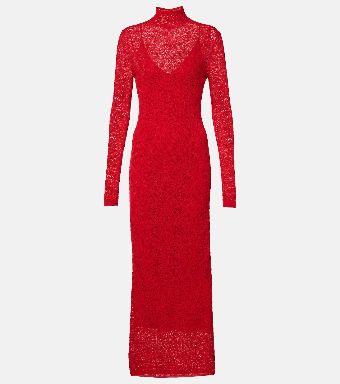 

Длинное платье из шерсти и шелка Lethe Pointelle Gabriela Hearst, Scarlet Red