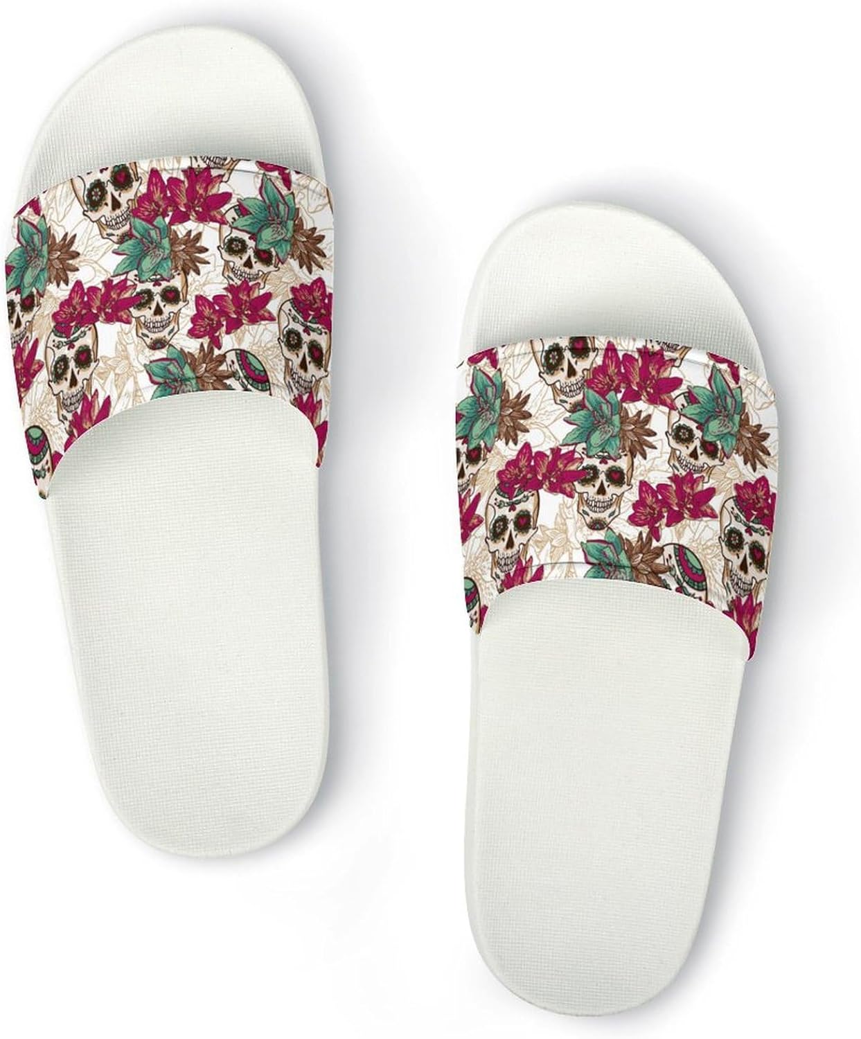 

Сандалии-шлепанцы унисекс с принтом «Грибы»- можно носить как дома, так и на улице Generic, белый