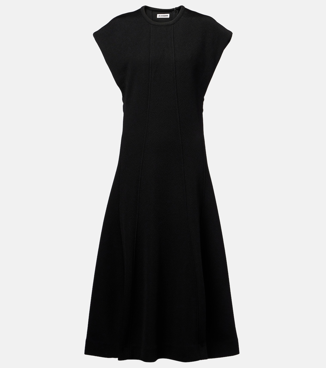 

Платье миди из ребристой ткани Jil Sander, черный