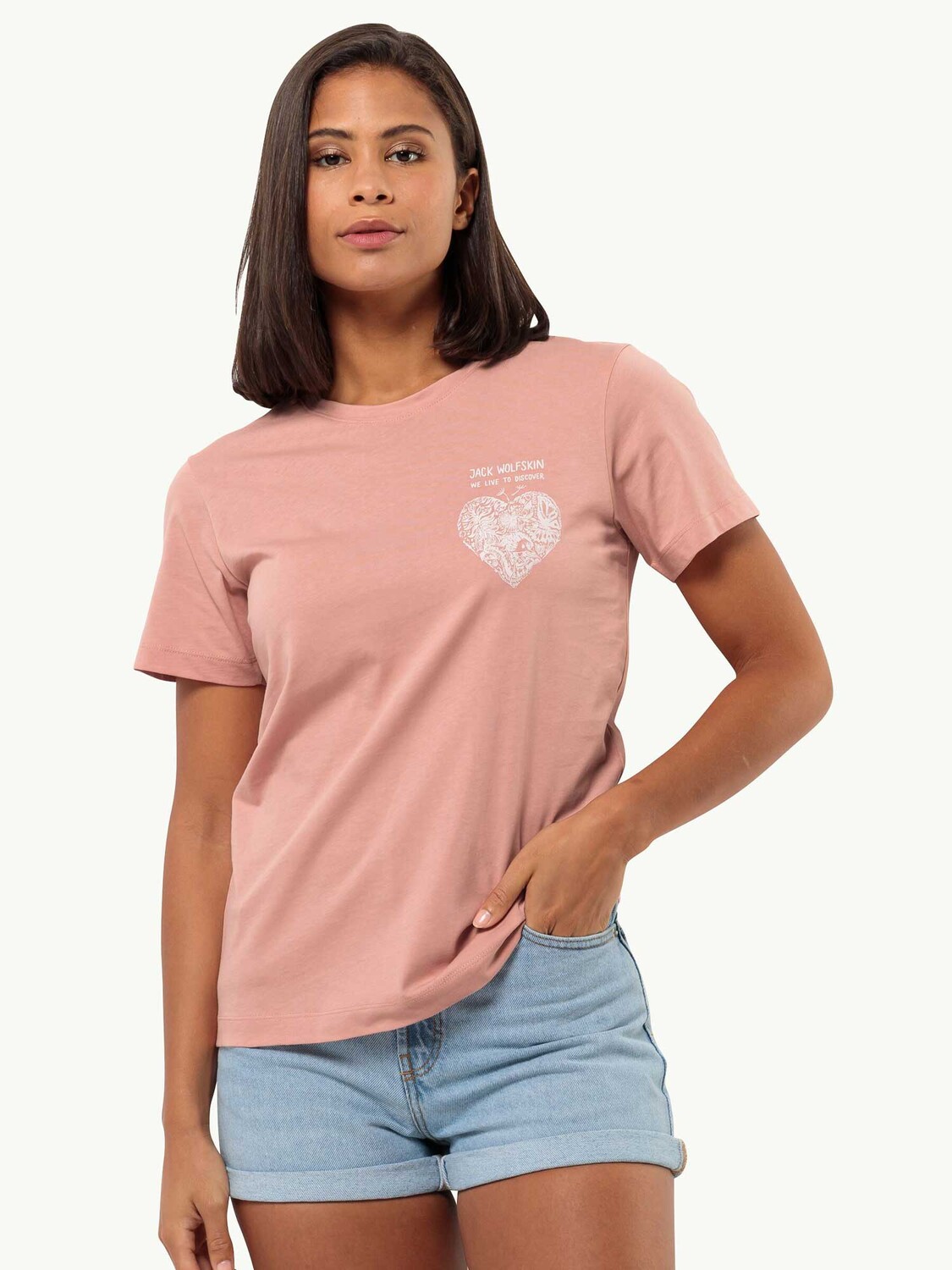 

Футболка Jack Wolfskin DISCOVER HEART T W, розовый