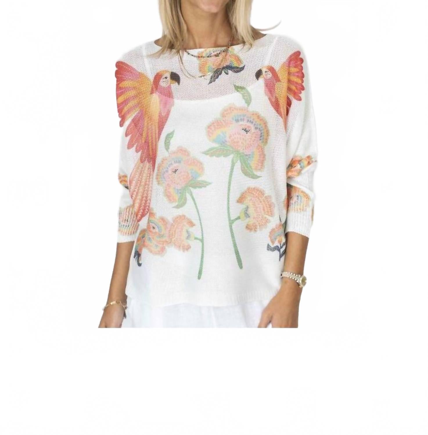 

Свитер с принтом попугая и крыльями летучей мыши цвета фуксии Look Mode Usa, фуксия