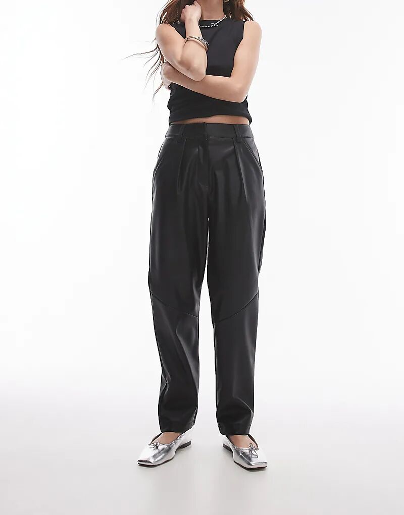 

Брюки из искусственной кожи черного цвета Topshop
