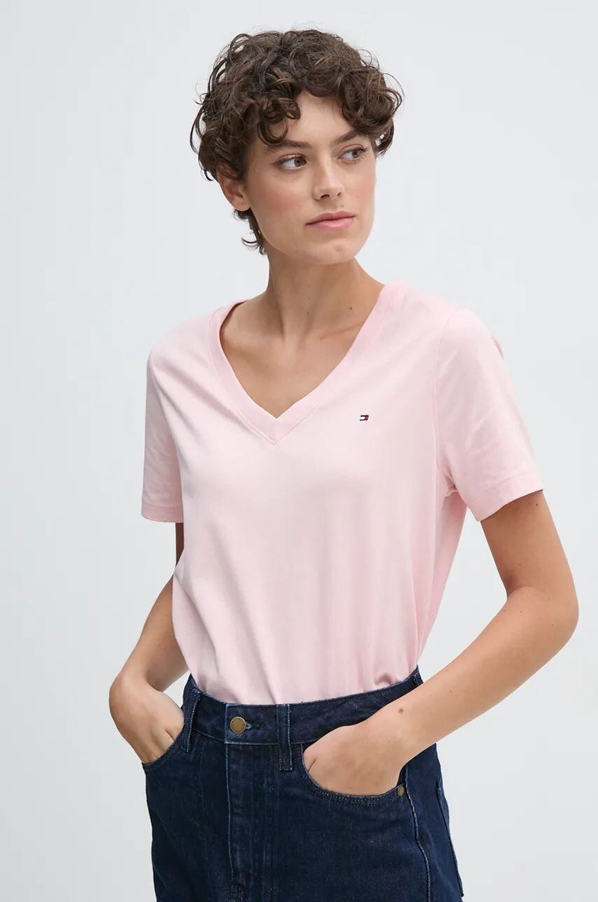 

Хлопковая футболка Tommy Hilfiger, розовый