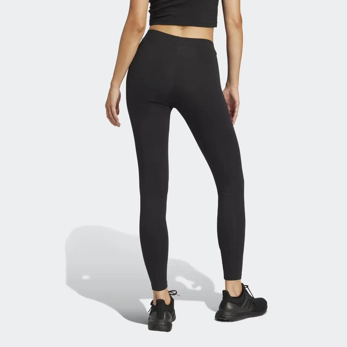 Essentials Линейные хлопковые женские леггинсы Adidas, чёрный — фото 2