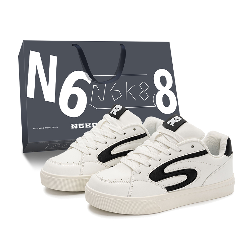 

N6K8 Скользоустойчивые легкие дышащие лоу-топы для скейтборда унисекс бело-черные, цвет White Black