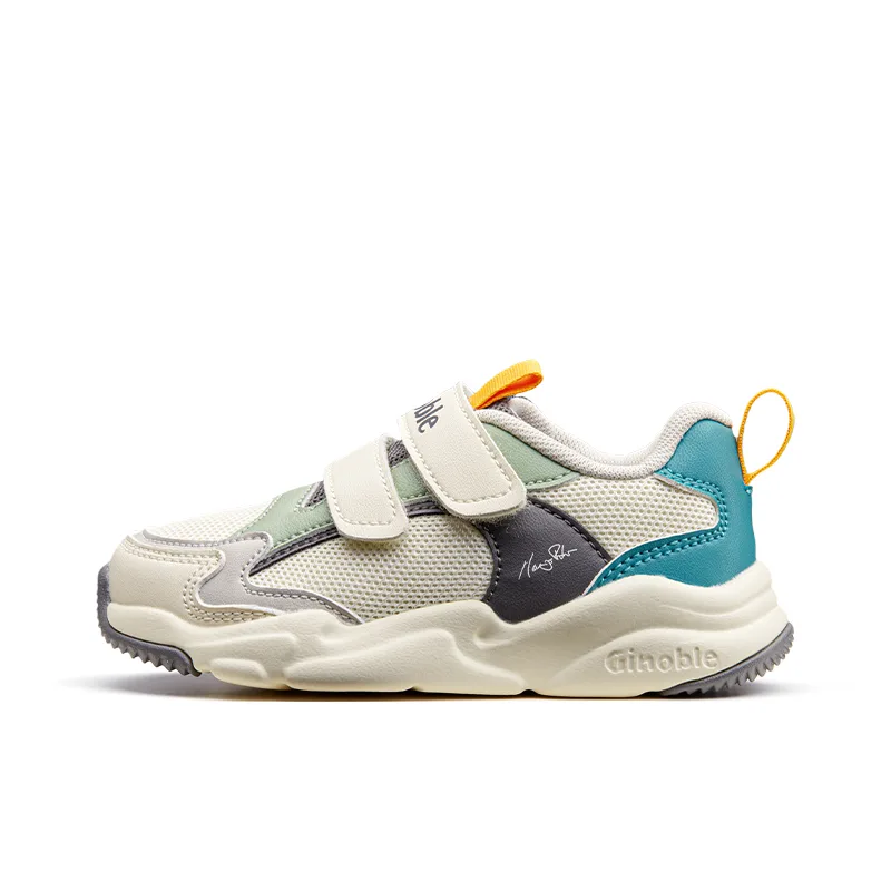 Детские дышащие кроссовки low top GINOBLE, Ivory White/Waterweed Green/Gray