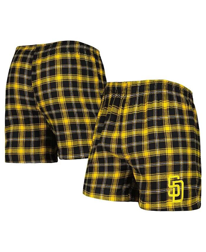 

Мужские фланелевые боксеры San Diego Padres Ledger черного и золотого цвета Concepts Sport