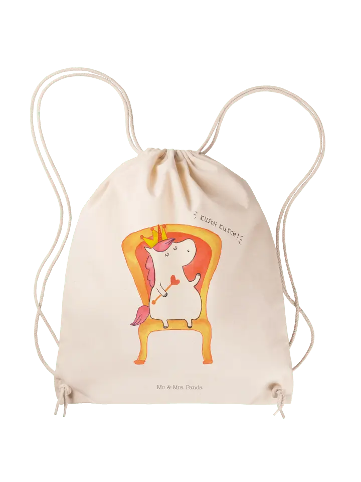 

Спортивная сумка Mr & Mrs Panda Sportbeutel Einhorn König ohne Spruch, кремовый