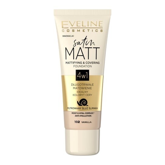 

Матирующая и покрывающая основа для лица, № 102 Vnilla Eveline Cosmetics, Satin Matt