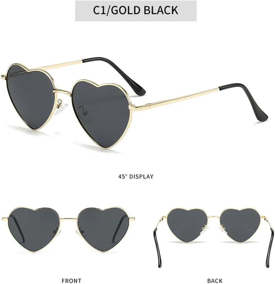 

Солнцезащитные очки в форме сердца для женщин, цветные линзы из поликарбоната, металлическая оправа, шарнирное крепление, защита от УФ-излучения UV400 generic, C6