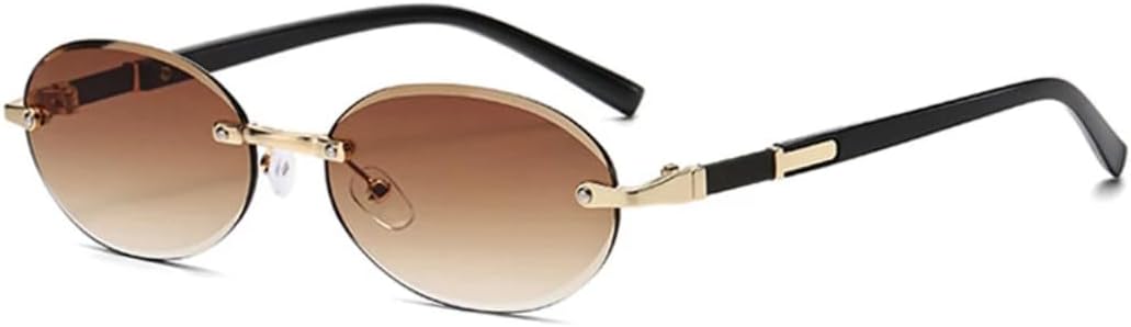 

Солнцезащитные очки с защитой UV400 | Овальные безободковые прозрачные линзы с градиентом цвета "океан" | для женщин и мужчин, для занятий спортом на открытом воздухе и вождения DSVIGF, Tea Gradient