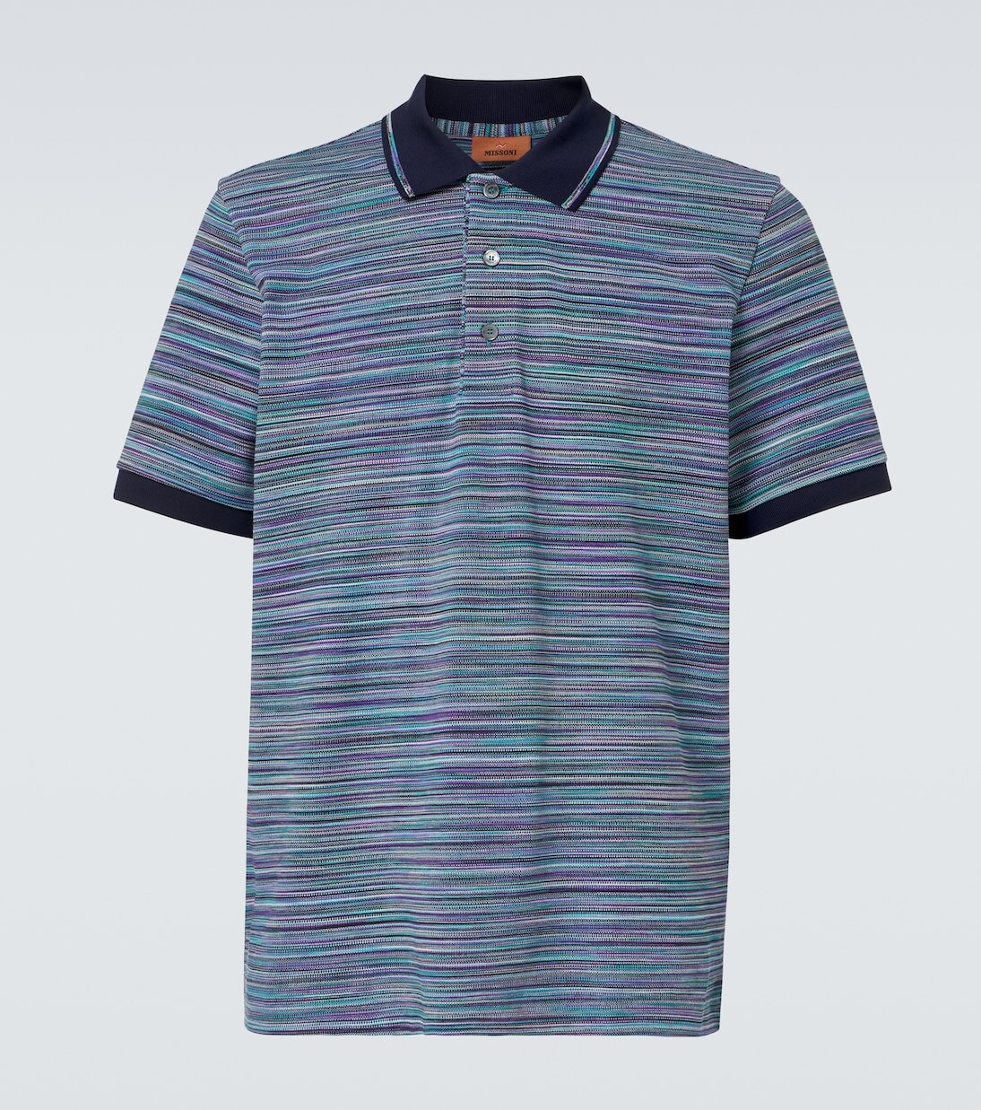 

Полосатая хлопковая рубашка-поло Missoni, цвет blue and purple space dyed