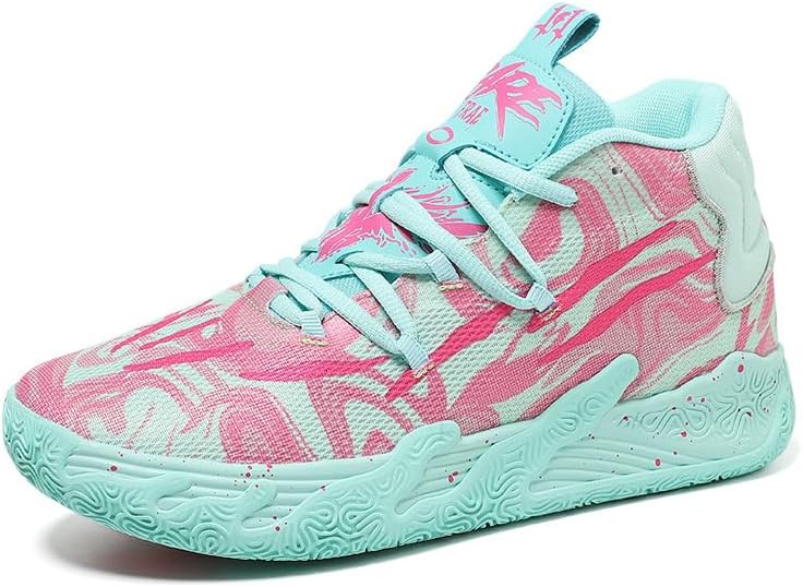 

Мужские баскетбольные кроссовки с высоким верхом, нескользящие, легкие, дышащие, для улицы, тренировок, бега и спорта Generic, зеленый/розовый