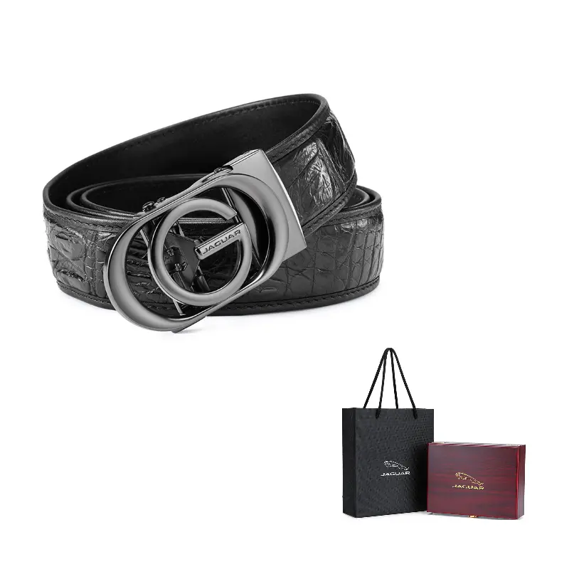 

JAGUAR Кожаный ремень из крокодиловой кожи мужской шириной 3,5 см, Black