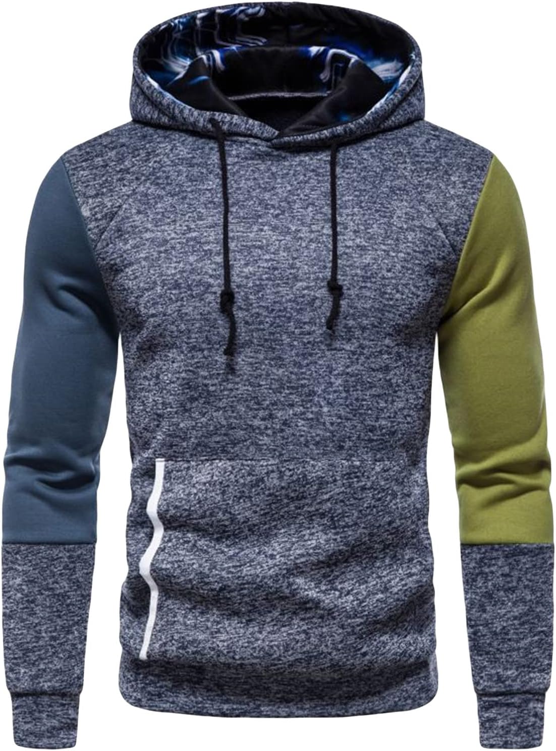 

Мужская повседневная толстовка-пуловер Maiyifu-GJ с цветными блоками, с длинным рукавом, в стиле пэчворк, с завязками, облегающая толстовка с капюшоном, Black