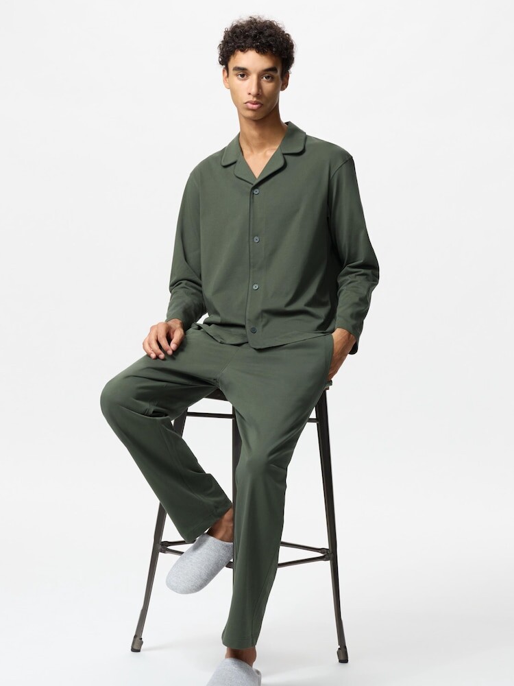 

Хлопковая пижама airism Uniqlo, зеленый