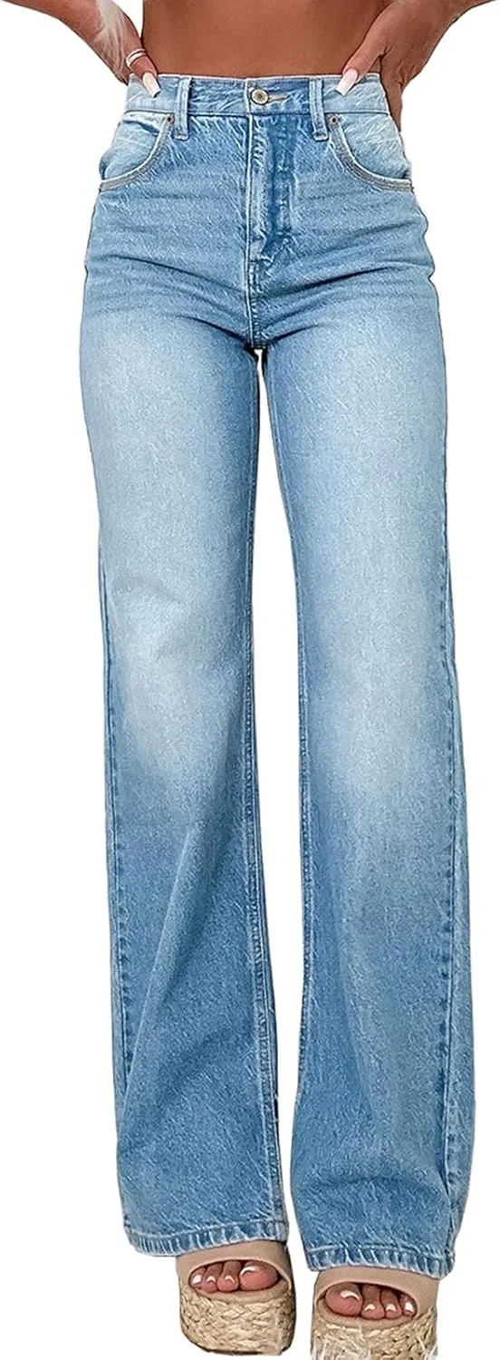 

Высокие мешковатые джинсы для женщин с растяжкой и широкими штанинами MRNYQBM