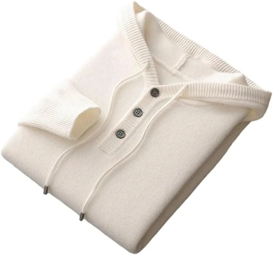 Свитер мужской с капюшоном, Merino Wool, белый