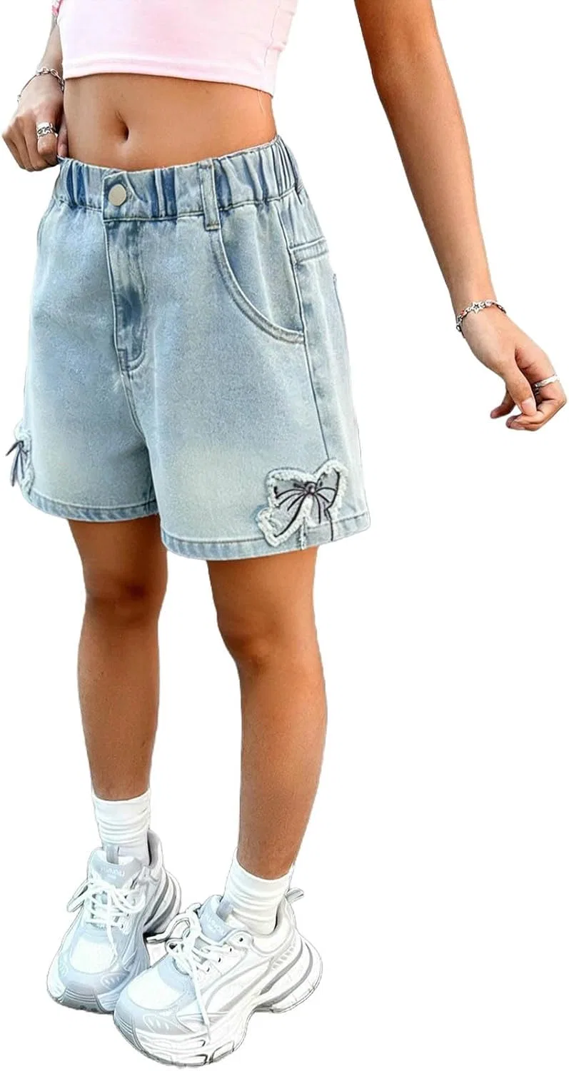 Шорты джинсовые Y2K Vintage, Elastic Waistband, G11-blue