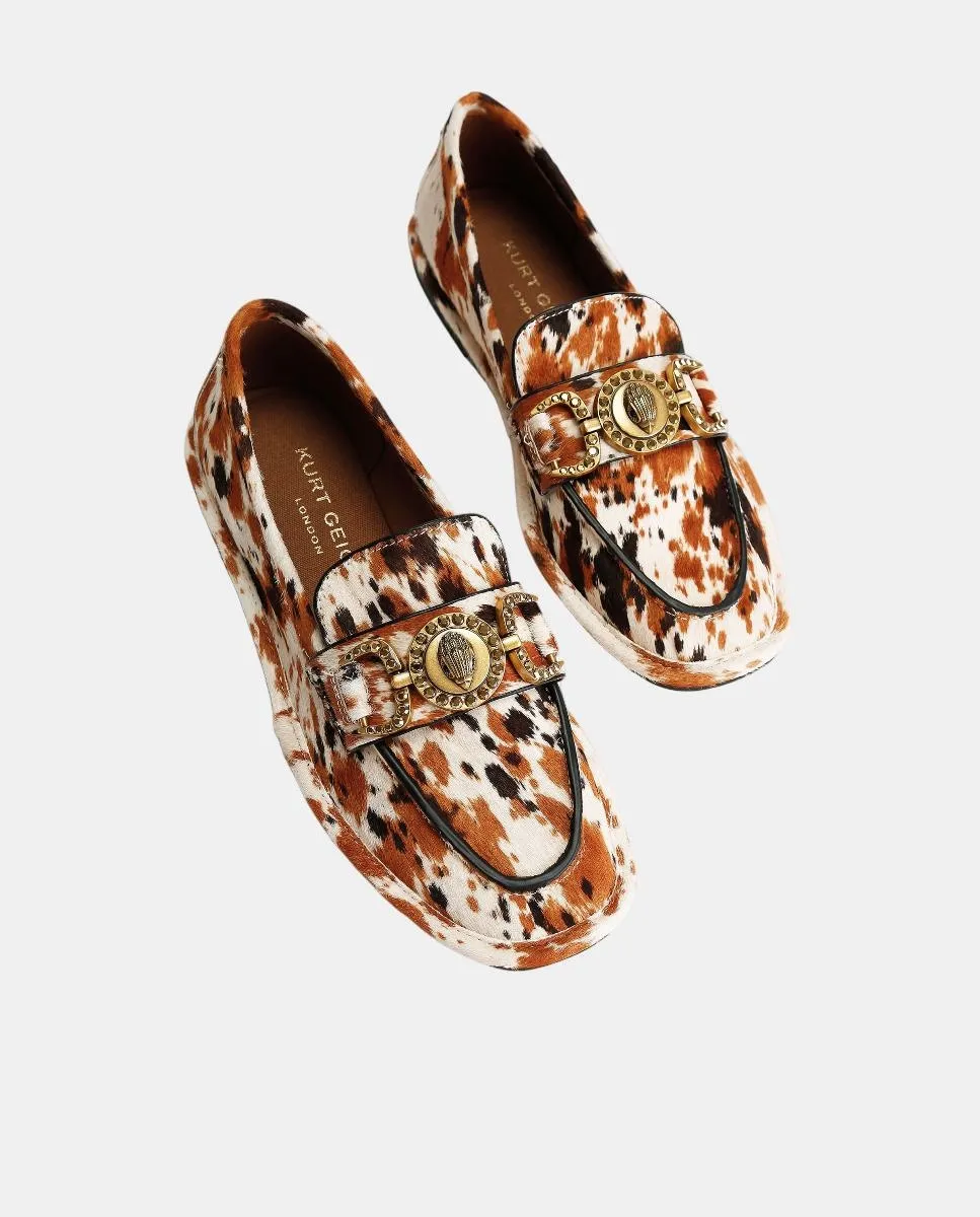 Женские мягкие мокасины из кожи с принтом Kurt Geiger, светло-коричневый — фото 2