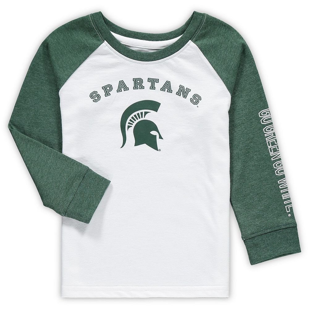 

Белая футболка реглан с длинными рукавами для малышей Colosseum Michigan State Spartans, цвет Msu White